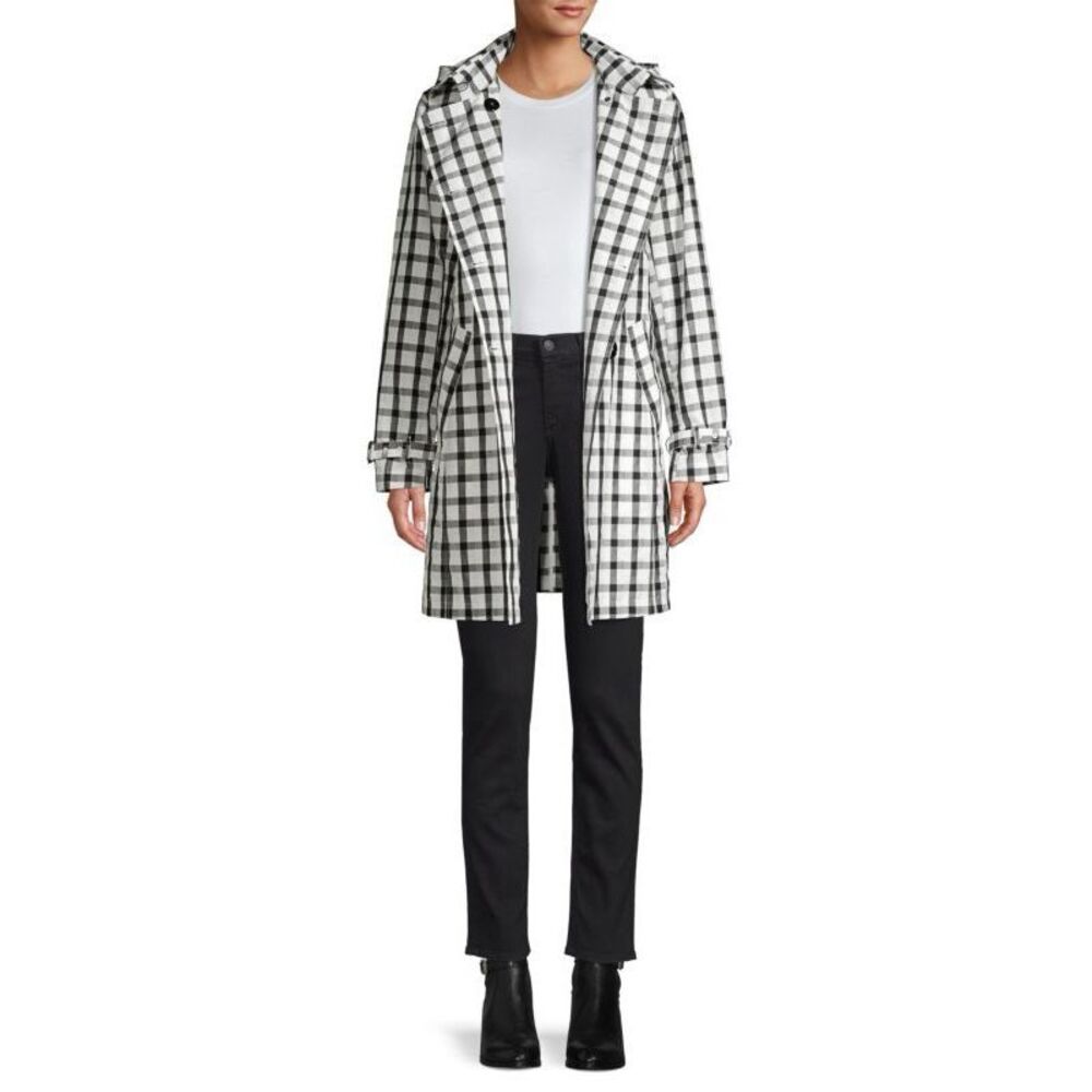 Jane Post $495 Vichy Check Double Breasted Trench Coat Women’s Medium NEW - Picture 2 of 13